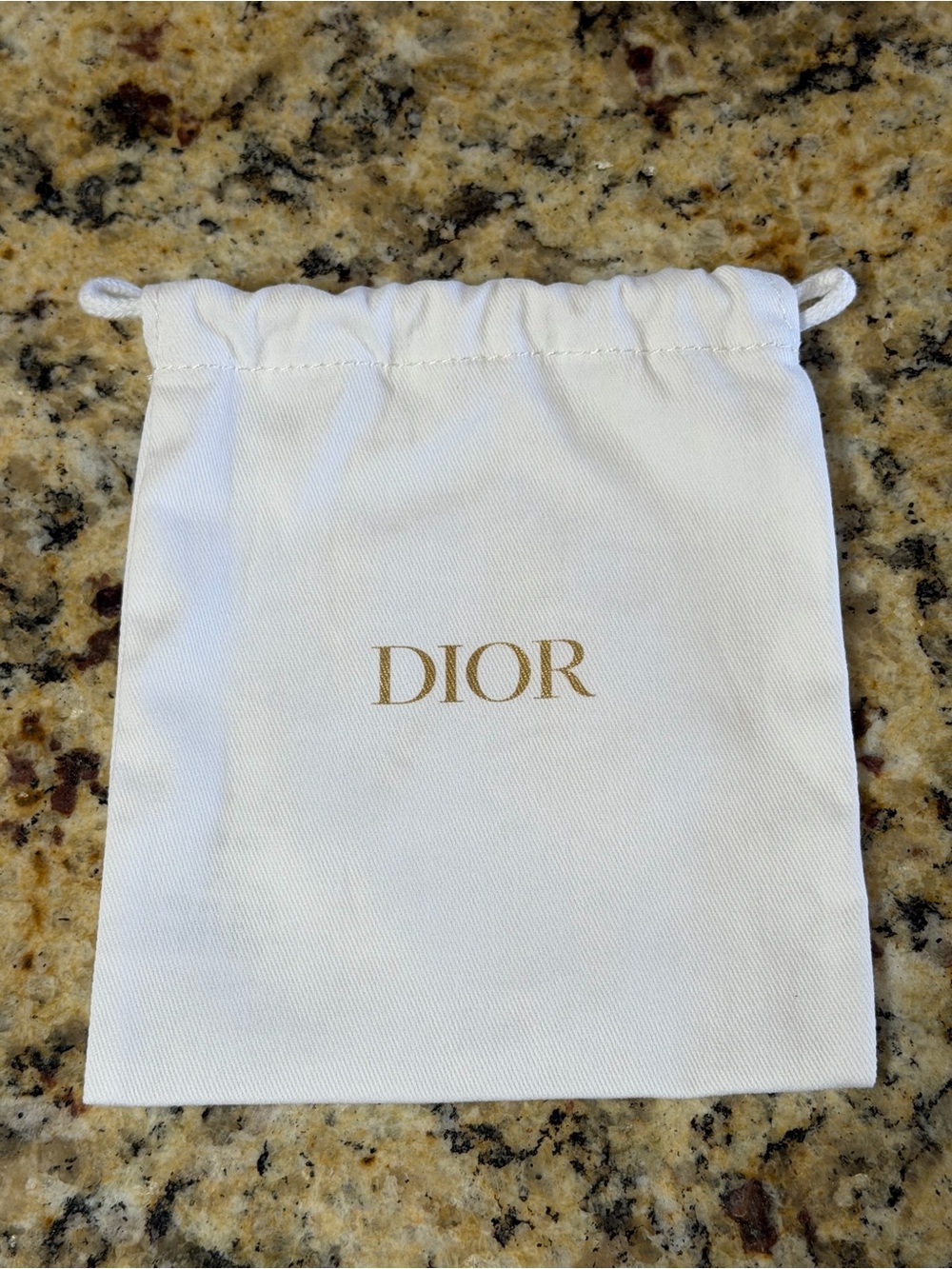 Dior Small Dust Bag Pouch White Gold Logo 5.25” x 6”